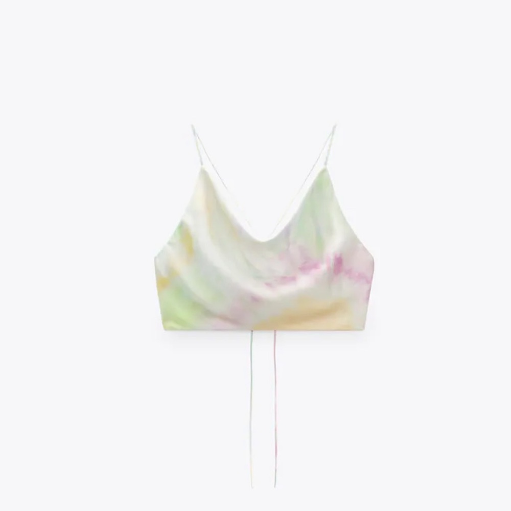 Zara Satin Open Back Crop Top